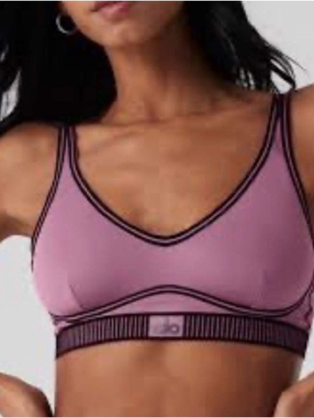 ALO Yoga Mauve Wireless V-Neck Bralette with Contrast Trim